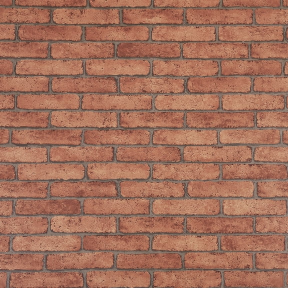 Dundee Deco Peel and Stick Self Adhesive Wallpaper - Distressed Marble Red Bricks , 18 ft x 18 in