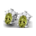 thumbnail image 2 of Mooneye 925 Sterling Silver 6x4mm Oval Shape Peridot Solitaire Valentines Day Gifts Women Earrings, 2 of 4