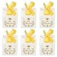 thumbnail image 4 of 50 Uds. Cajas De Recuerdo De Fiesta Material De Papel Patrón Mi Bautizo Equipado Cinta Dorada Cajas De Regalo De Boda Blancas Para Fiesta, 4 of 7