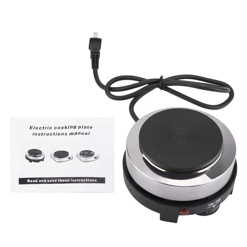 Hinzonek Mini Electric Heater Stove, 500W Round Hot Plate Portable Countertop Burner For Ceramic Glass Kettle Single Plate Cooktop, Easy to Clean Multifunction Home Kitchen Hot Burner,Black
