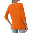 thumbnail image 3 of Womens Henley 3/4 Sleeve Tops Dressy Casual Blouses Summer Vacation Business Basic Summer Fashion Clothing, 3 of 5