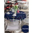 thumbnail image 4 of Outdoor Tablecloth with Umbrella Hole and Zipper, Happy Birthday Round Table Cloth 60 Inch Waterproof Tablecloth, Navy Blue Modern Abstract Art Picnic Table Cover for Patio Camping, 4 of 7