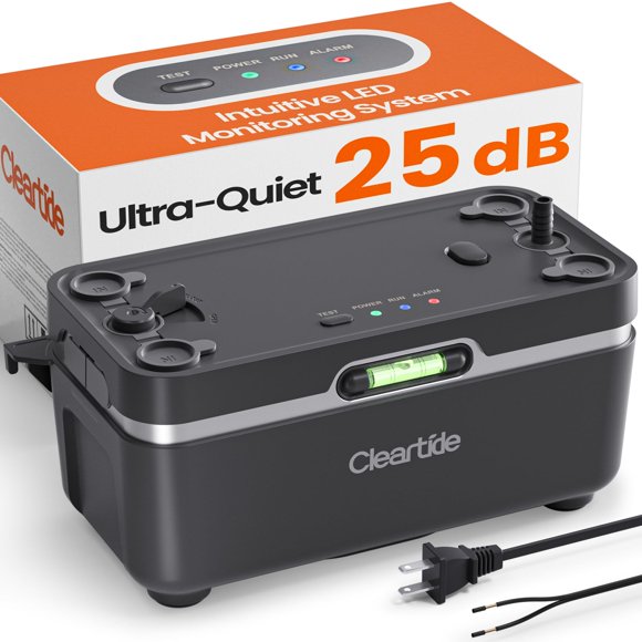 Cleartide Condensate HVAC Pump, Ultra-Quiet 25dB, 1/50 HP 115 GPH, Automatic Condensate Removal Pump with Safety Switch for Air Conditioner/Furnace/Dehumidifier, 100-240