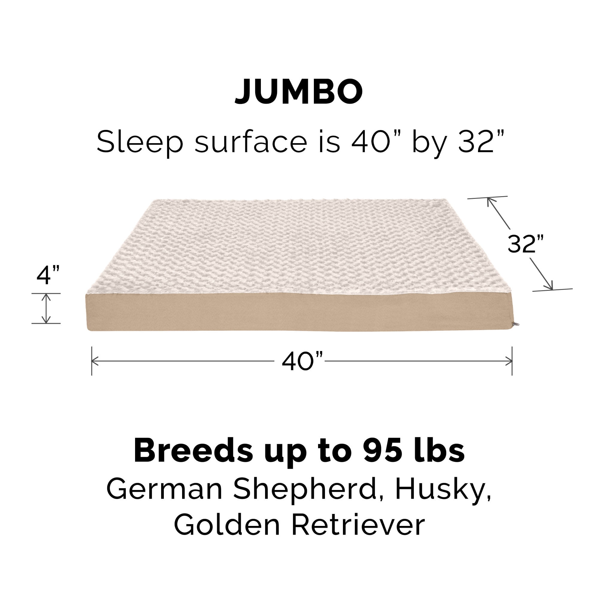 FurHaven Ultra Plush Deluxe Orthopedic Mattress Pet Bed, Cream, Jumbo, 1 Count