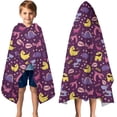 thumbnail image 3 of Purple Dinosaurs Dino Roar Pattern Hooded Bath Towel，50"x30" for Ages 3 To 12 Kids, Quick Dry Lightweight Soft Microfiber Hood Beach Towel Cover Up for Kids, 3 of 7