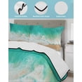 thumbnail image 4 of Teal Coastal Queen Size Down Alternative Comforter, Lightweight Comforter Quilt Bedding Set with Pillow Shams Summer Beach Seaside Ocean Nautical All Seasons Bed Comforter Duvet Insert 90"x96", 4 of 7