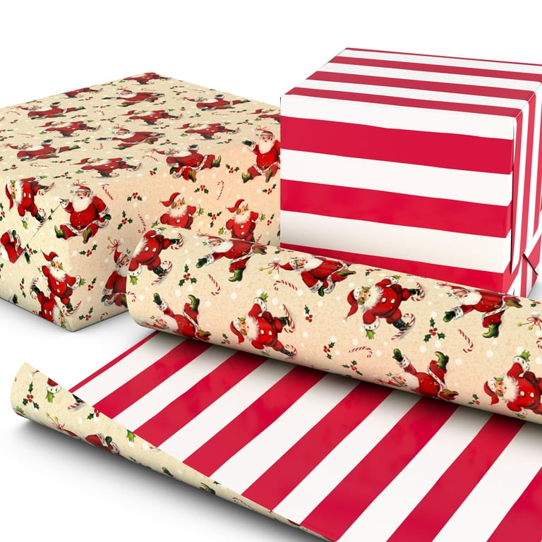 Hallmark Reversible Christmas Wrapping Paper (Santa/Red and White