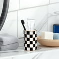 thumbnail image 3 of Checkered Bathroom Toothbrush Holder, Bathroom Black and White Ceramic Toothbrush Holder, Modern Toothbrush Box, Used for Bathroom countertop Storage Rack, Checkered Bathroom Decoration (Black), 3 of 9