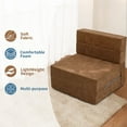 thumbnail image 6 of NAIZEA Furniture Kids Fold Out Couch 2-in-1 Children Convertible Sofa to Lounger with Soft Plush Fabric, Toddler Couch Chair, Brown, 6 of 9
