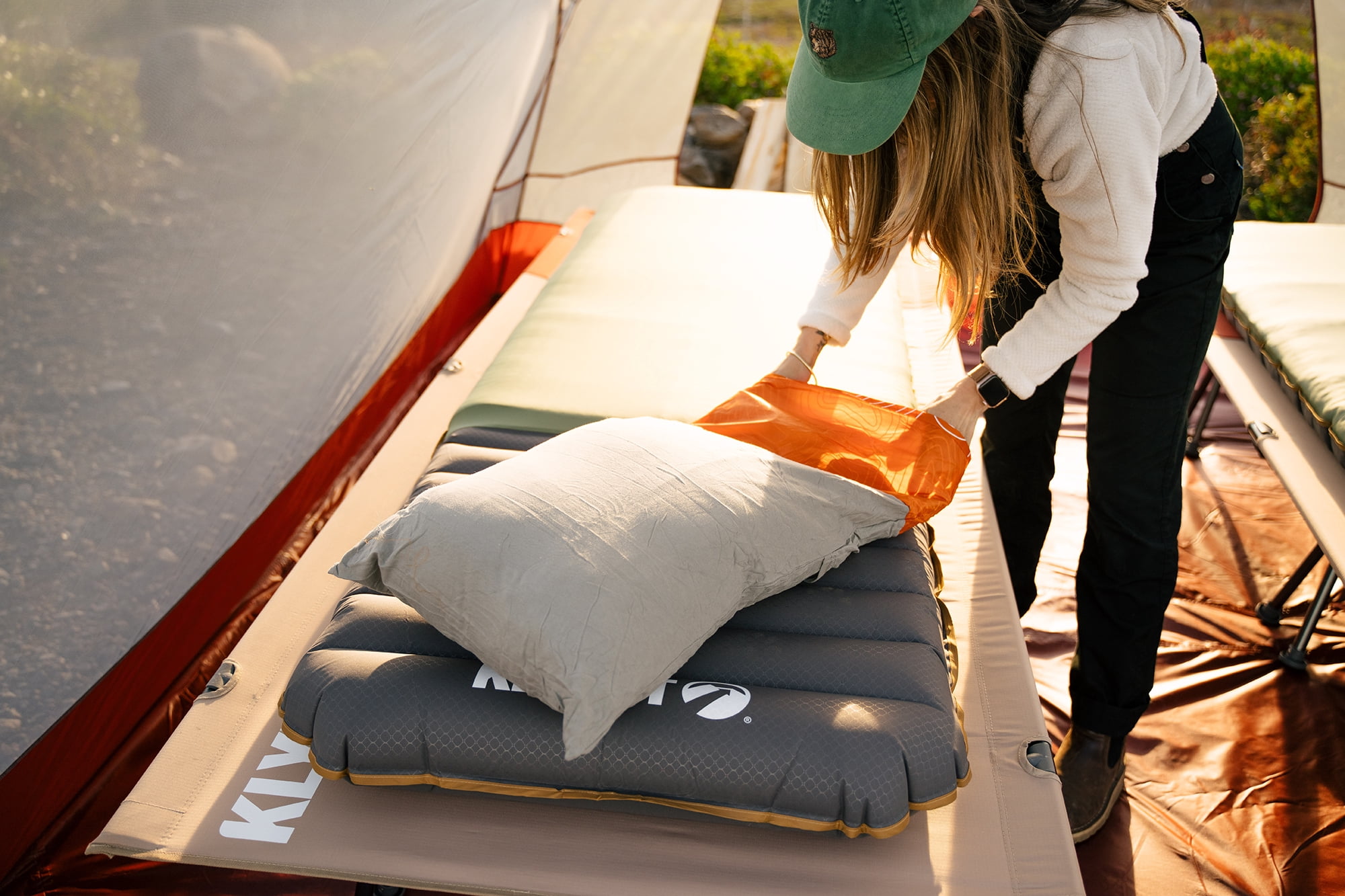 Klymit Drift Camp Large Outdoor Pillow, 23x16x6.5in, Orange