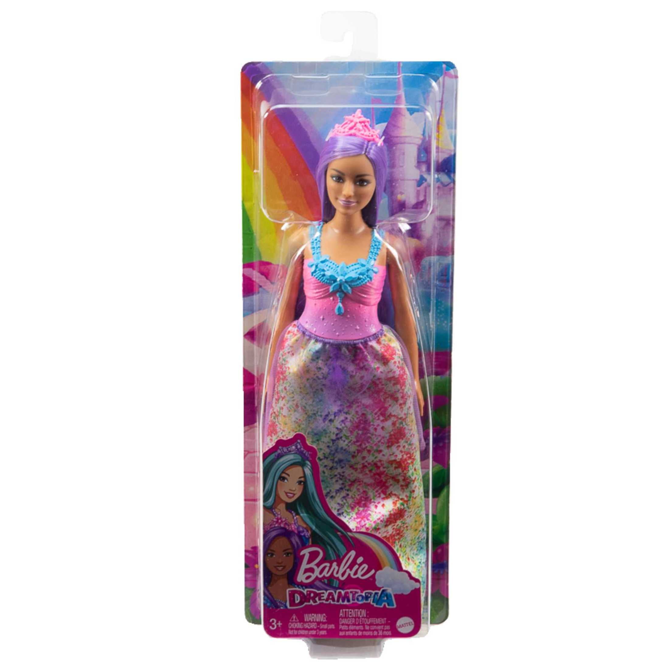 Barbie Dreamtopia Royal Doll with Curvy Body & Purple Hair in Removable Skirt, Shoes & Headband