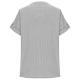 thumbnail image 5 of VEKDONE Womens Cotton Linen Stripe Shirts Short Sleeve Button Down V-Neck Blouse Casual Loose Fit Breathable Tunic Tops Summer Beach Vacation Shirt Gray XXL, 5 of 7
