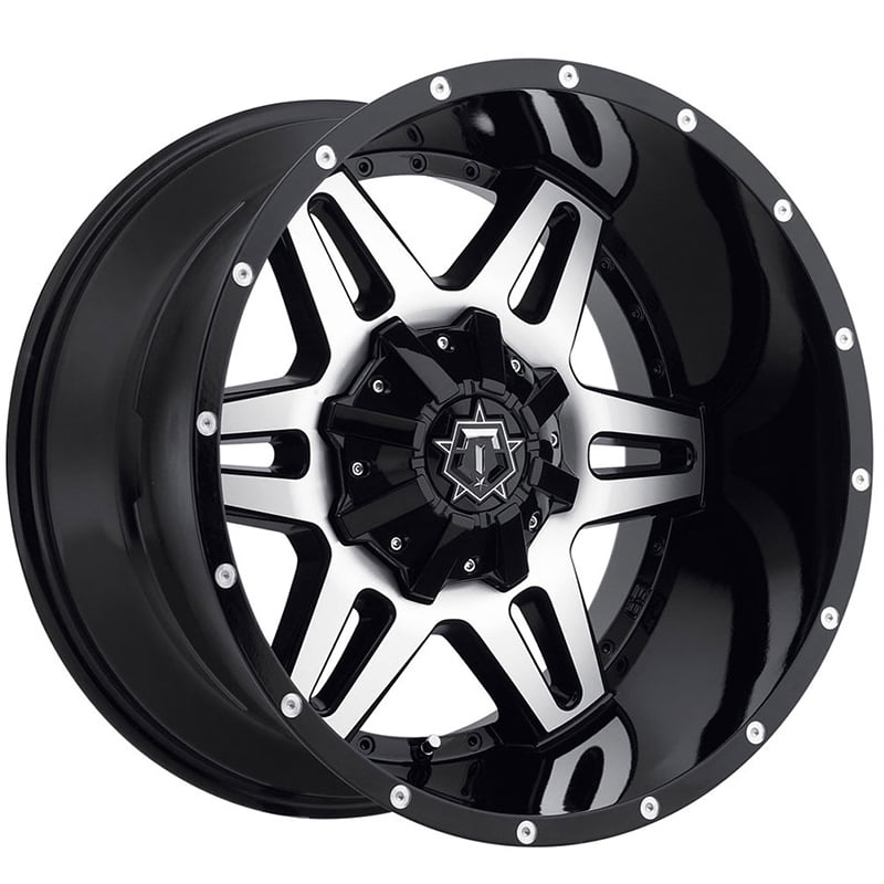 TIS TIS535B Satin Black with CNC Milled Lip Accents and Chrome Star Cap Wheel 17X9