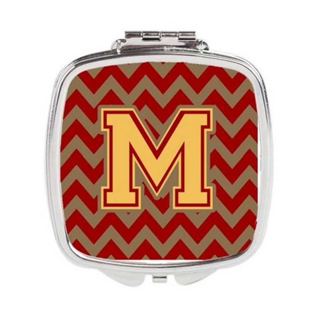 Carolines Treasures CJ1048-MSCM Lettre M Chevron Grenat & Miroir Compact Or