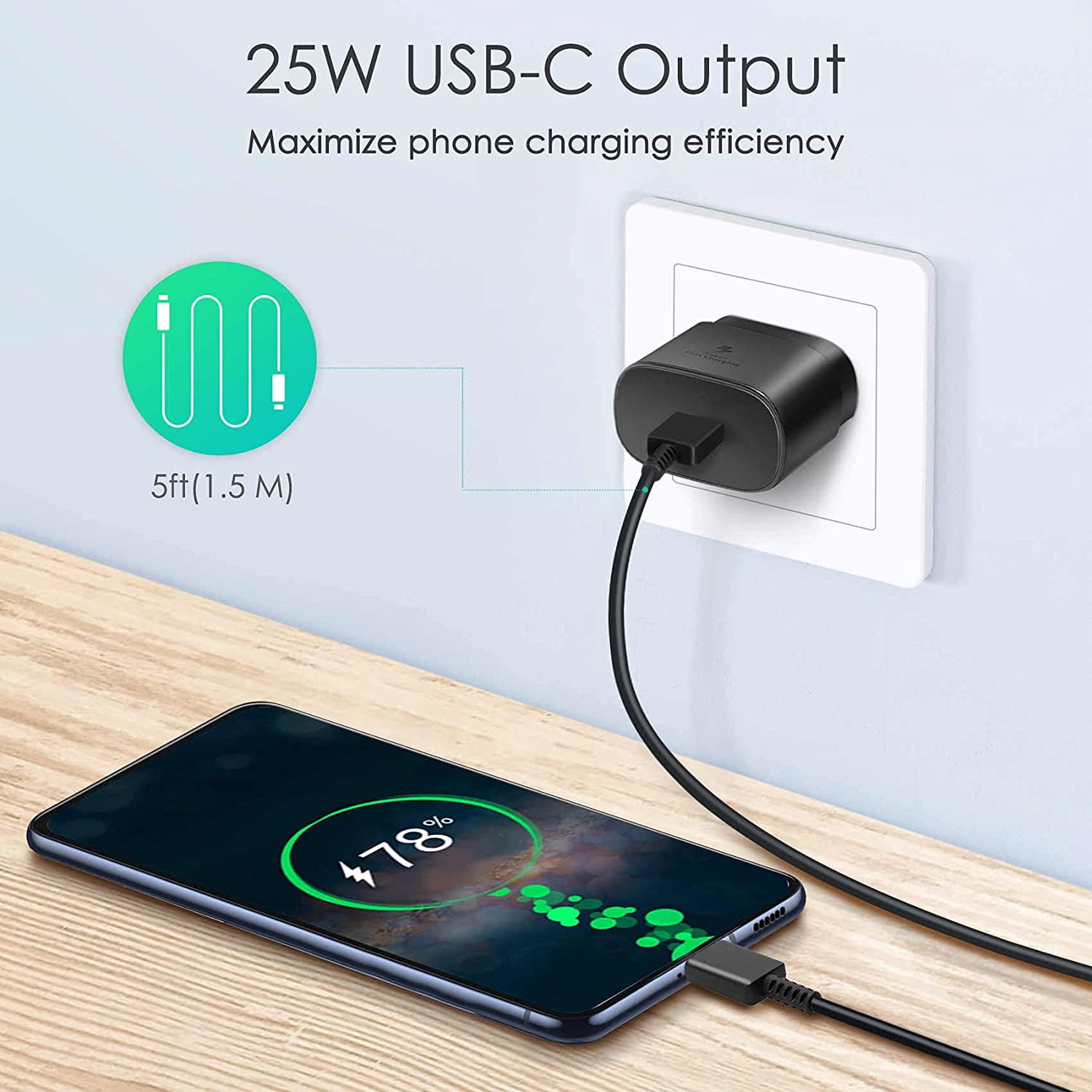 SAMSUNG 25W USB-C Super Fast Charging Wall Charger - Black (US Version with  Warranty) 