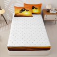 thumbnail image 4 of Castle Fairy Silhouette Style Motocross Rider Zipper Twin Comforter Sets with Fitted Sheet and 2 Pillowcases,Sunset Desert Art Zipper Bedding Set,Warm Orange,4-Piece,Reversible, 4 of 6