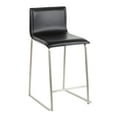 thumbnail image 2 of Mara 26" Contemporary Counter Stool In Brushed Stainless Steel, And Black Faux Leather - Set Of 2, 2 of 7