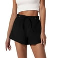 thumbnail image 2 of RYRJJ Linen Shorts for Women Summer Dressy Casual Drawstring Wide Leg Shorts Trendy Lounge Lightweight Short Pants with Pockets(Black,M), 2 of 7