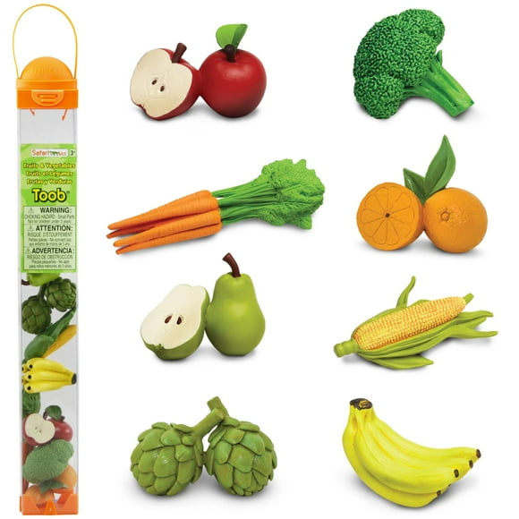 Safari Ltd. Fruits & Vegetables TOOB - 8 Mini Figurines Including Pears Oranges Apples Artichokes Carrots Bananas Broccoli and Corn - Educational Toy Figures for Boys Girls & Kids Ages 3+