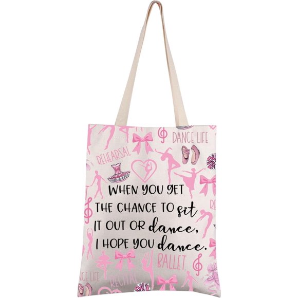 FEELMEM Dance Tote Bag Ballet Dancer Canvas Bag Recitals Dance Team Gifts Travel Dance Stuff Teacher Appreciation Gift