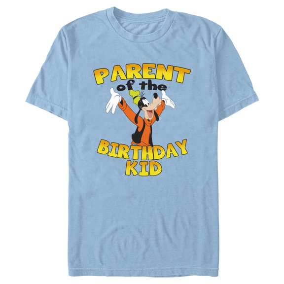 Men's Mickey & Friends Goofy Parent of the Birthday Kid Graphic Tee Light Blue Small