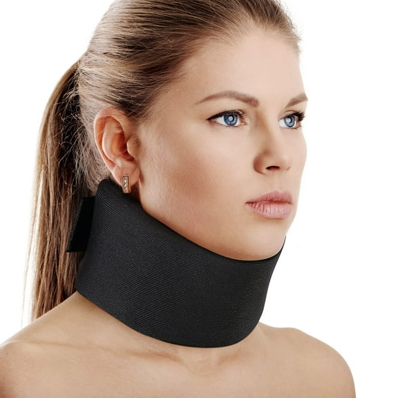 WEN Soft foam neck brace universal cervical neck guard, adjustable neck support guard (black)