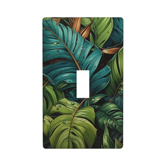 1-Gang Toggle Wall Plate Single Light Switch Cover - Hawaii Tiki Palm Leaf cool