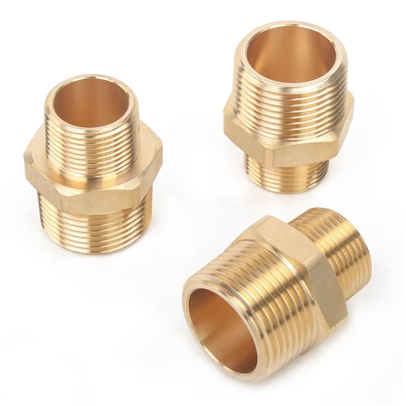 LTWFITTING Brass Pipe Hex Reducing Nipple Fitting 1" x 3/4" Male NPT(pack of 3)