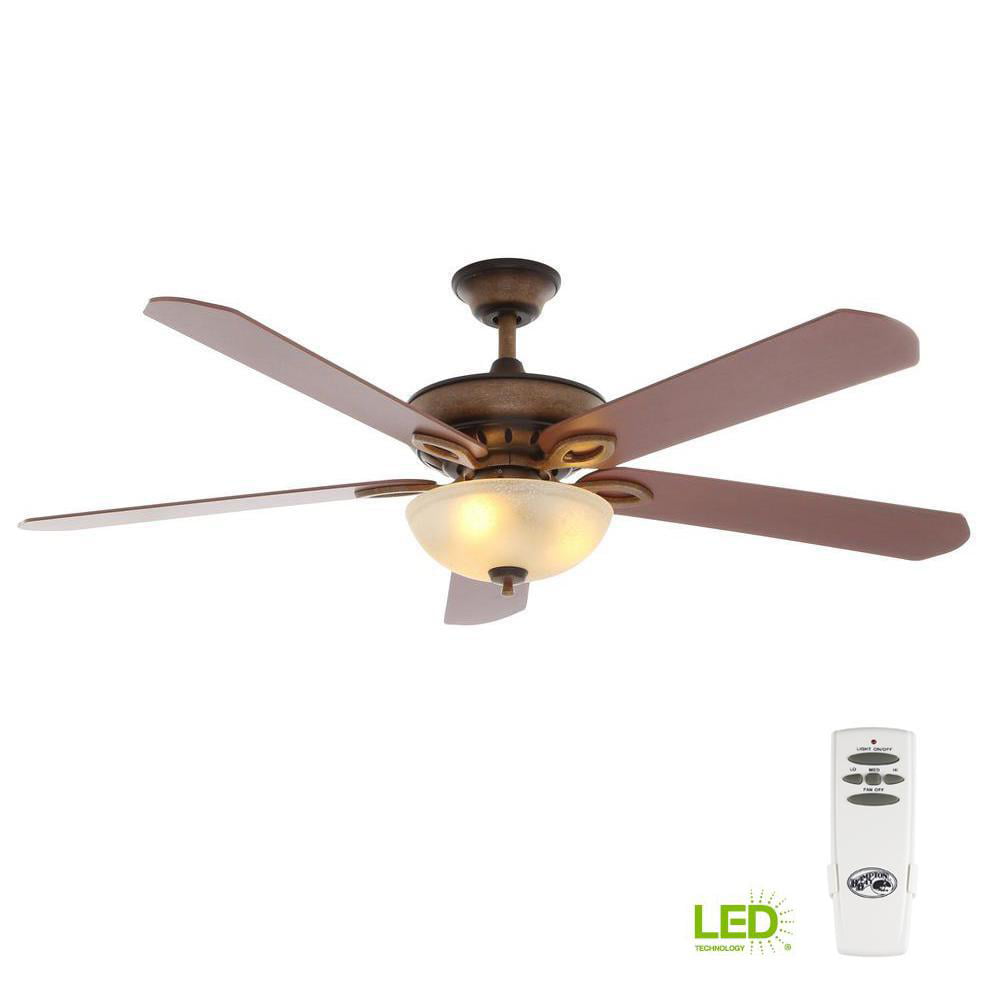 LED Indoor Brushed Nickel Ceiling Fan Hampton Bay Asbury 60 in 