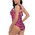 thumbnail image 4 of Haiem Pink Butterfly Women's One Piece Swimsuits Tummy Control One Shoulder Bathing Suits Ruffle Swimwear-XX-Large, 4 of 8