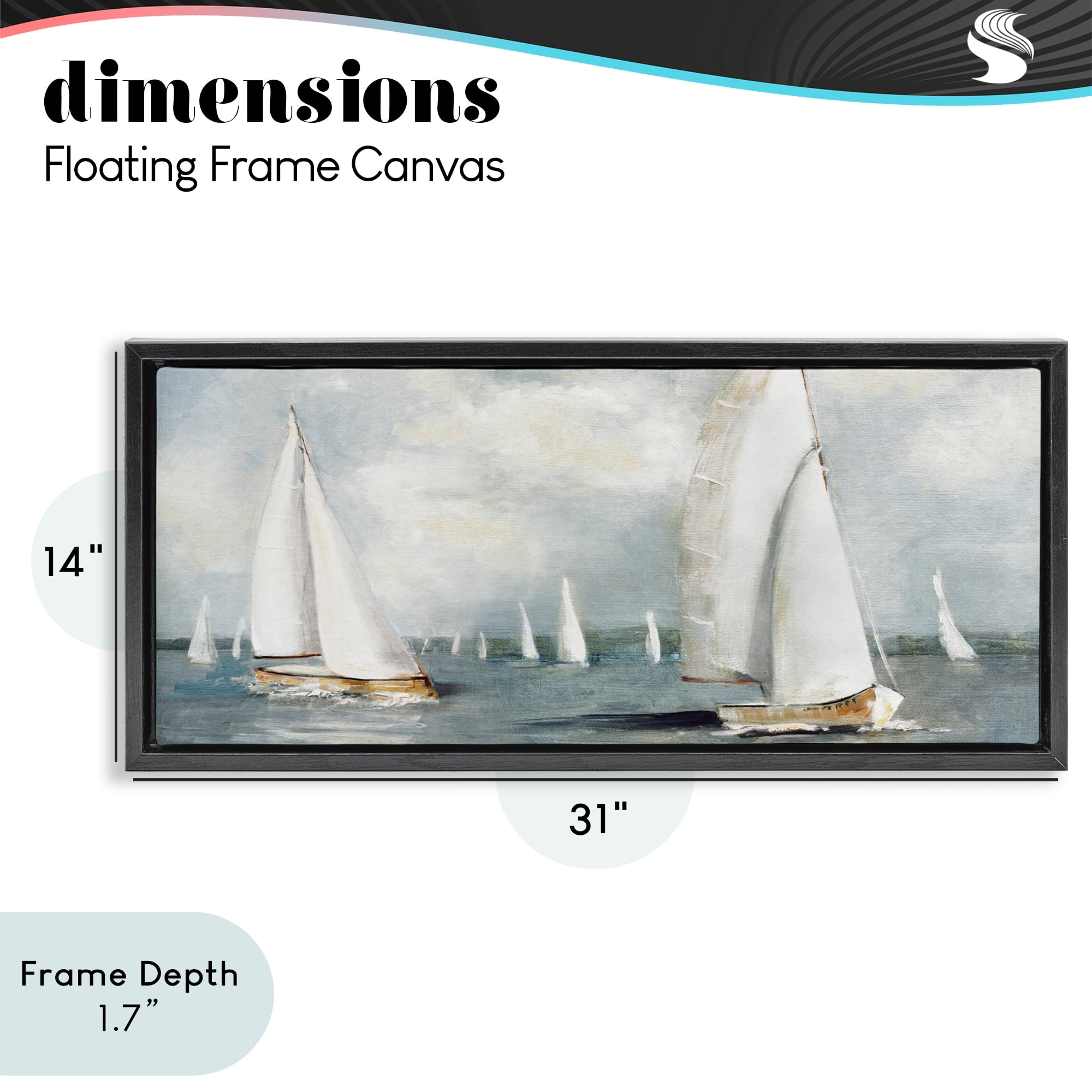 Stupell Industries Windy Sailboat Fleet Black Framed Floater Canvas Wall Art, design by Sally Swatland