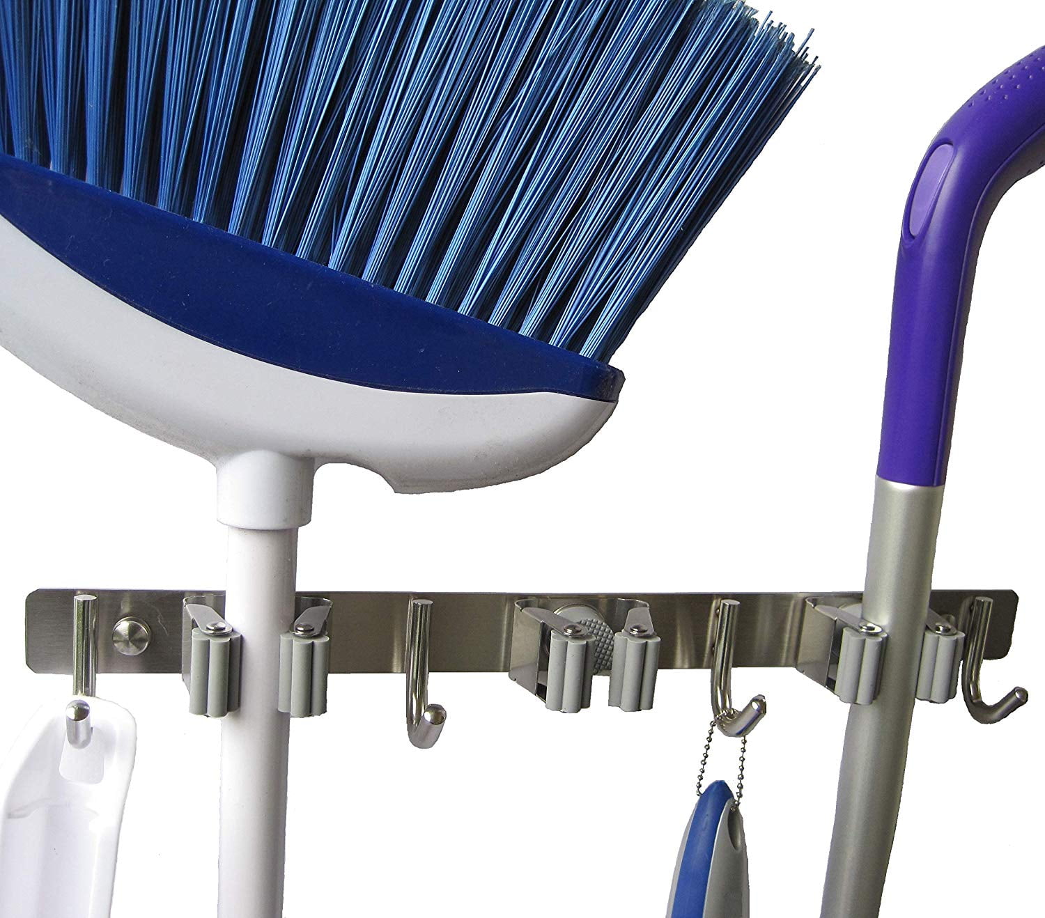 Reactionnx Wall Mount Broom Holder Organizer Stainless Steel (3