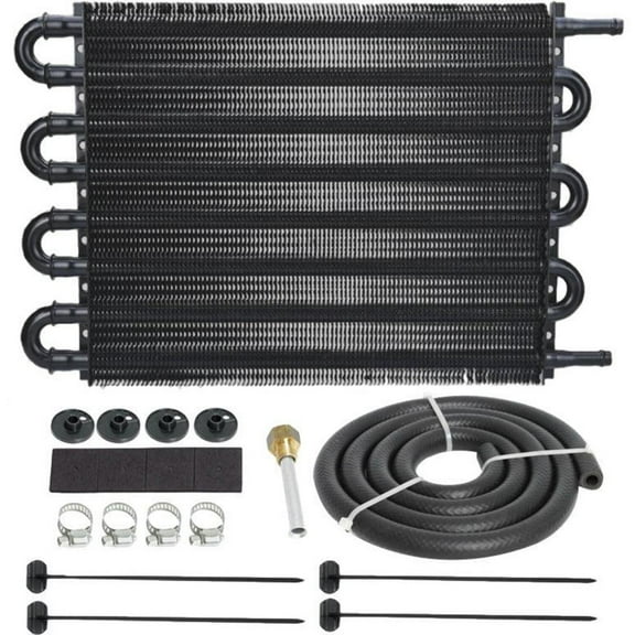8 Pass Aluminum 6AN Automotive Transmission Oil Cooler 3/8" Hose Line Kit