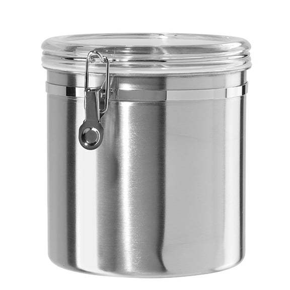 Oggi 130-Ounce Jumbo Stainless Steel Kitchen Airtight Canister with Clear Arylic Lid and Locking Clamp