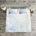 thumbnail image 3 of Ambesonne Pale Blue Quilted Bedspread Set 3 Pcs, Abstract Floral Curl, Queen Size, Violet Blue Pale Blue, 3 of 3