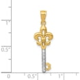 thumbnail image 3 of 14K Yellow & Rhodium With White Polished Fleur De Lis Key Charm (29 X 9) Made In United States yc1074, 3 of 5