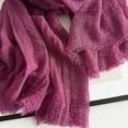 thumbnail image 5 of Women's Solid Color Scarf, Cotton Blend Lightweight Linen Like Shawl with Fringed Edges, Oversized Scarf for Travel and Spring Summer Purple, 5 of 6