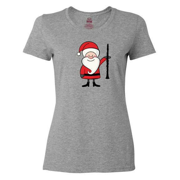 Inktastic Clarinet Christmas Music Santa Women's T-Shirt