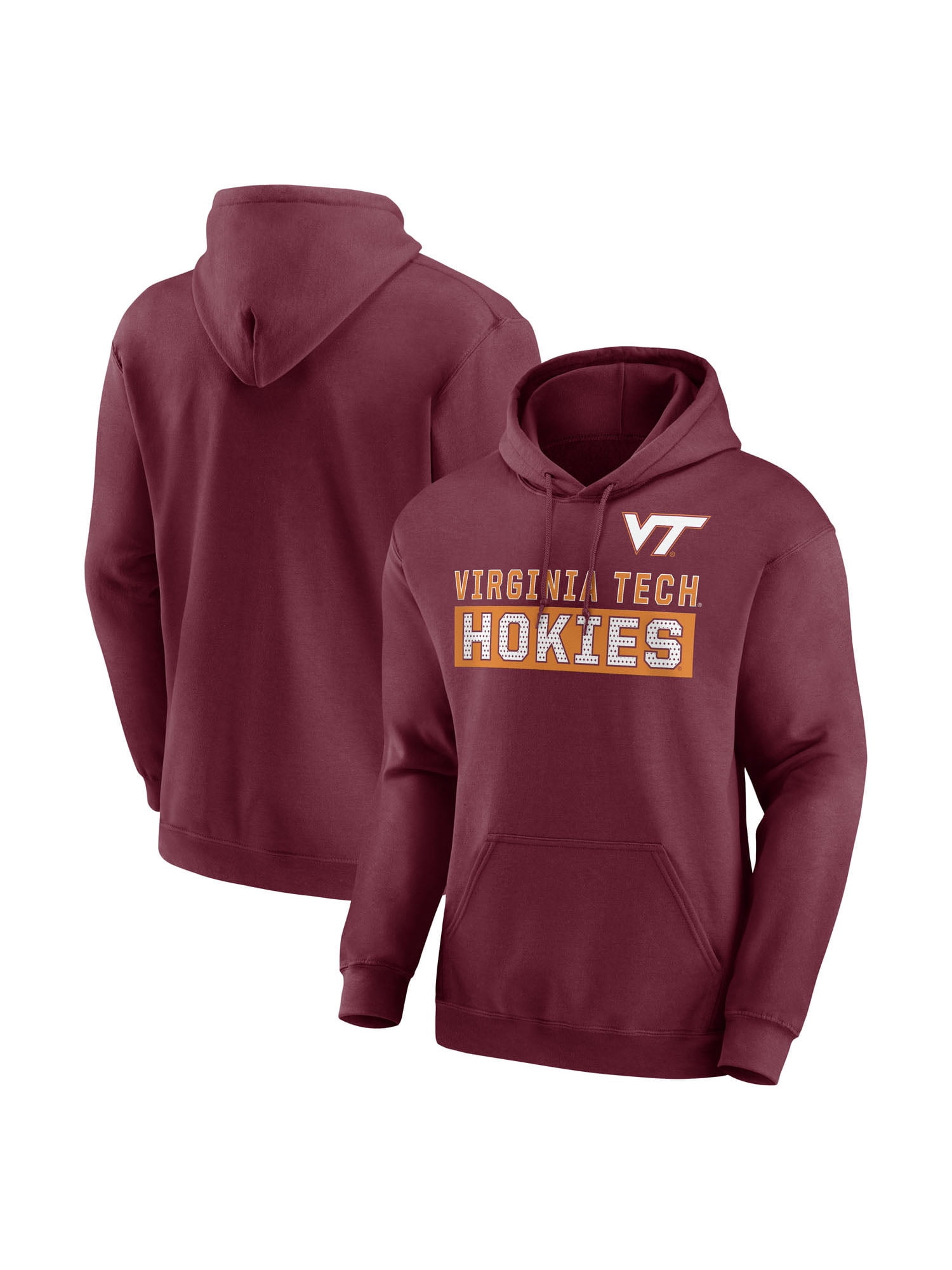 NCAA Virginia Tech Hokies Men's Navy Stacked Cotton Fleece Pullover Hoodie, Up to Size 3XL