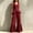 Wine, variant on Womens Casual Two Piece Outfit V Neck Sleeveless Button Peplum Top High Waist Ruffle Hem Wide Leg Pants Solid Color Elegant Set Yellow XL(XL)