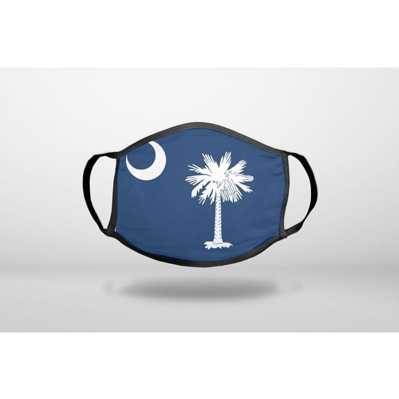 South Carolina State Flag - 3-Ply Reusable Soft Cloth Face Covering, Unisex, Cotton Inner Layer