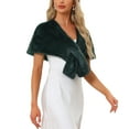 thumbnail image 4 of INSPIRE CHIC Women's Faux Fur Shawl Stole Winter 1920s Bridal Wedding Wrap XL Dark Green, 4 of 6