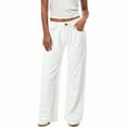 thumbnail image 2 of zaveiop Woman Loose Washed Denim Pants Clothing Straight Minimalist Basic Retro Jeans (White, M), 2 of 9