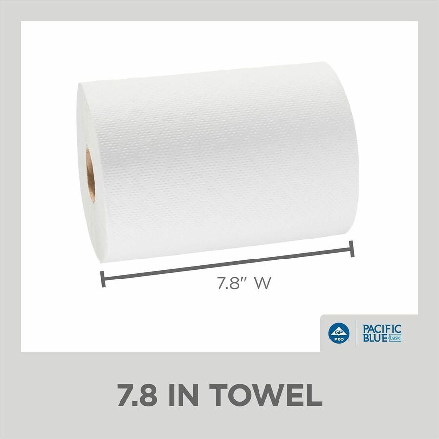 Pacific Blue Basic® Paper Towel Roll by GP PRO (Georgia-Pacific), White, 28706, 350 Feet Per Roll, 12 Rolls Per Case