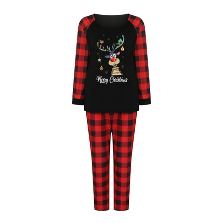 

Daqian Christmas Clothes Clearance Matching Family Christmas Pajamas Set Christmas Pjs for Family Set Red Plaid Top and Long Pants Sleepwear Sets Family Christmas Pajamas Black 8(M)