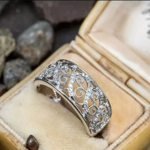 2.00Ct Round Cut Simulated Diamond Women's Band Engagement Ring 14k White Gold Plated Gift For Her