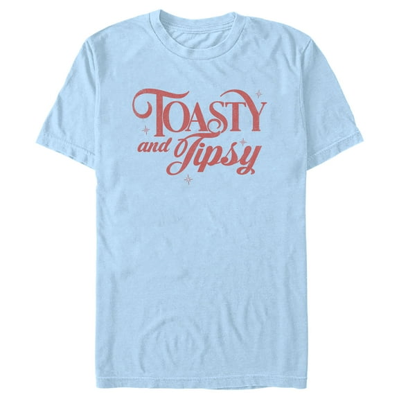 Men's Lost Gods Toasty and Tipsy Distressed Graphic Tee Light Blue X Large