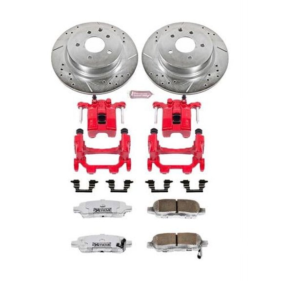 PowerStop Rear Z26 Street Warrior Brake Pad and Rotor Kit with Red Powder Coated Calipers Fits: INFINITI Select Models KC179A-26