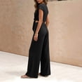thumbnail image 4 of Women's Summer 2 Piece Outfits 2026 Cap Sleeve V Neck Belted Crop Tops Wide Leg Pant Sets Casual Tracksuit, 4 of 6