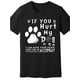 thumbnail image 1 of Camiseta gráfica "Si lastimas a mi perro...", mezcla de algodón, cuello redondo informal, elasticidad media, tejido de punto, 220 g, unisex, para correr, senderismo, deportes, ropa informal y de fiest, 1 of 5